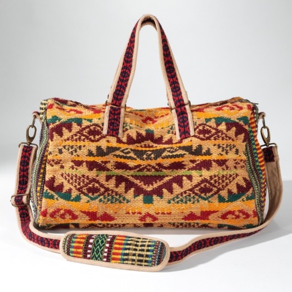 SOLD OUT Colorful Multicolor Karma Handmade Ethnic Western Motif Artisan Duffle - Picture 2 of 9